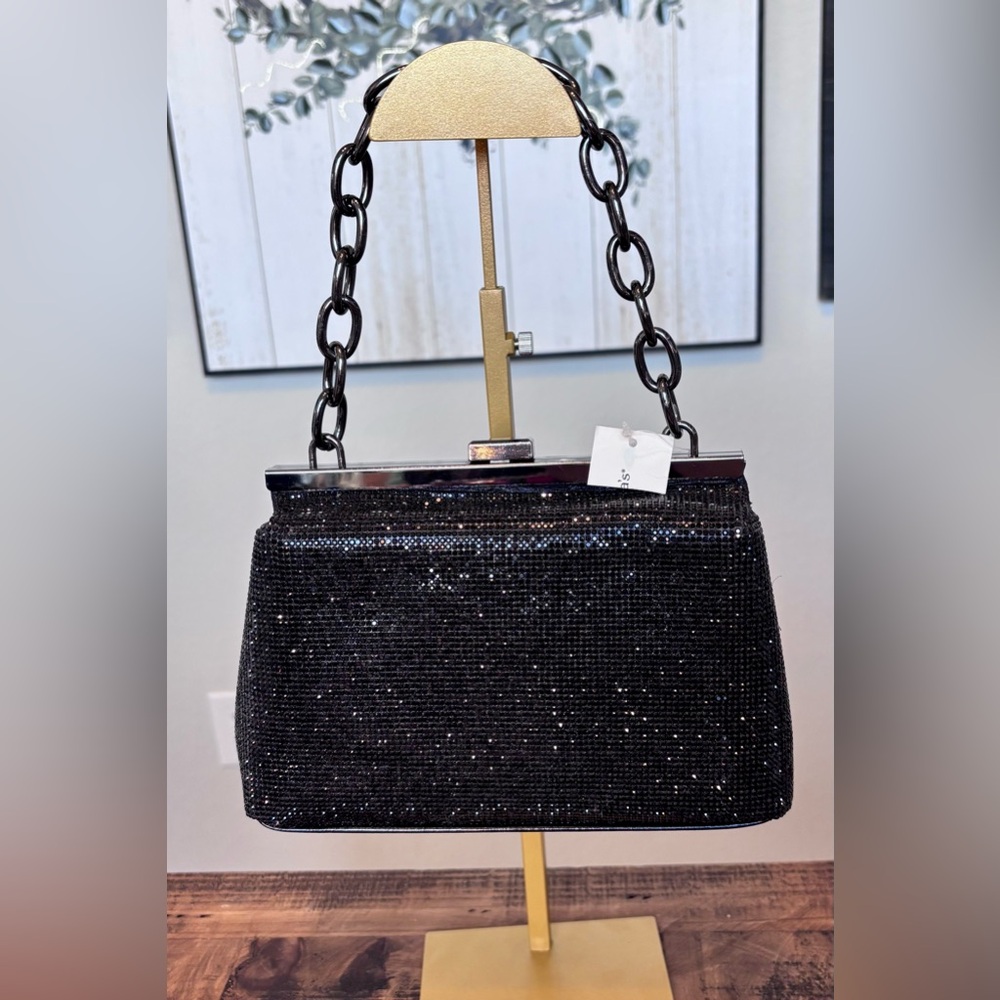 Madison West Black Sparkle Shoulder Bag